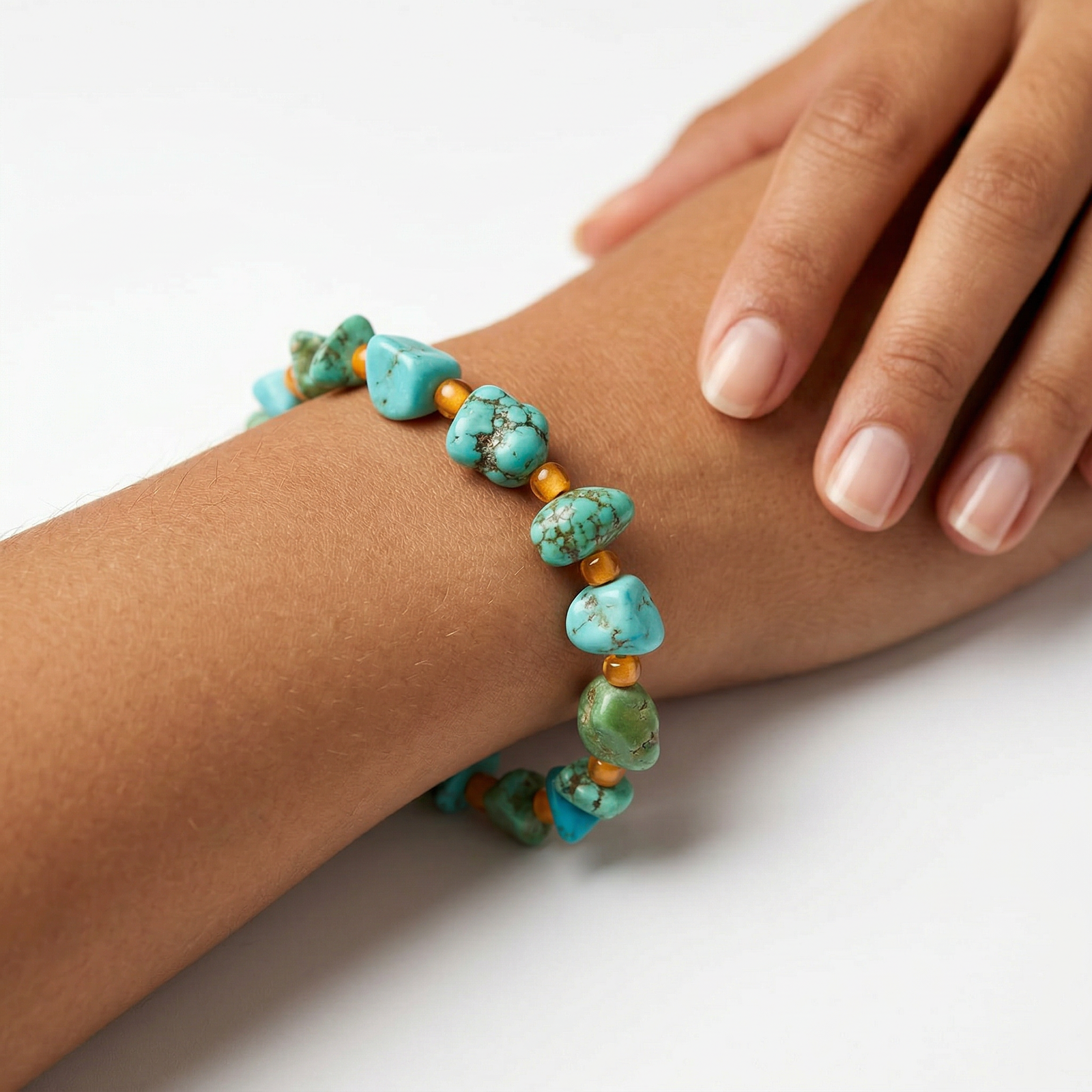Natural citrine beaded stretch bracelet