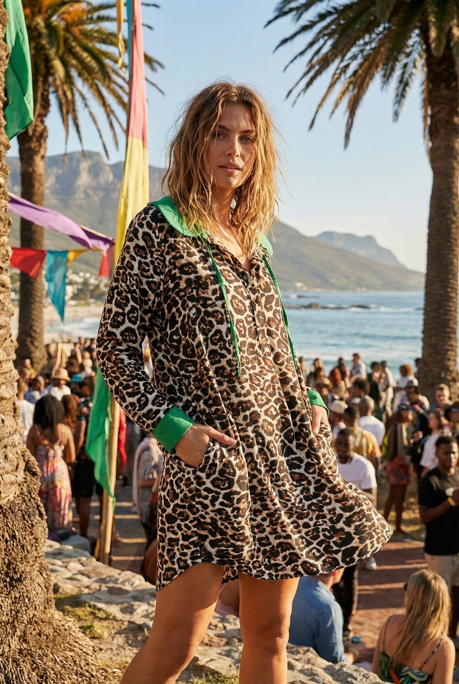 Coastal Leopard Shirt Dress by ByCallimila