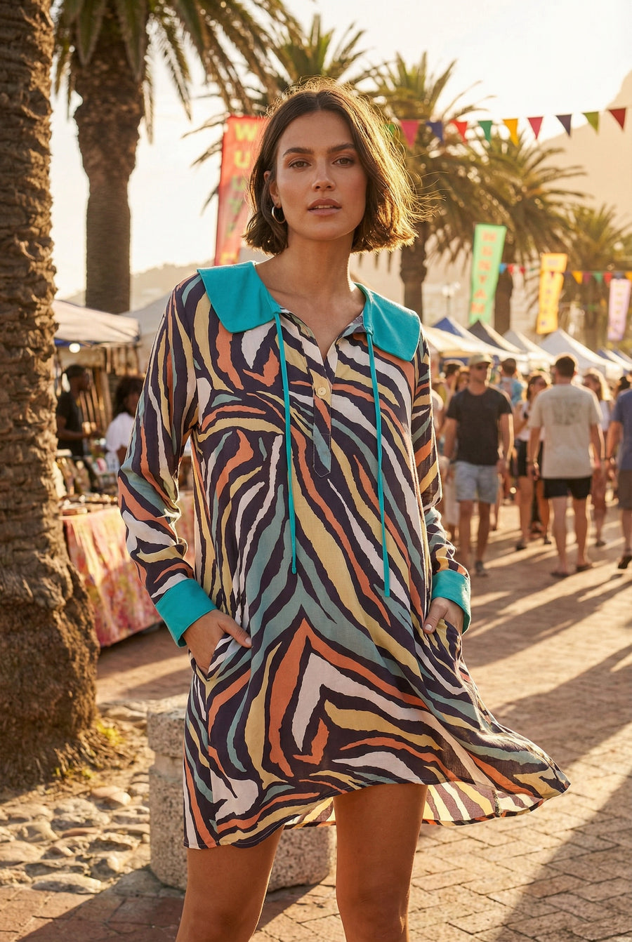 Festival Zebra Shirt Dress image 2
