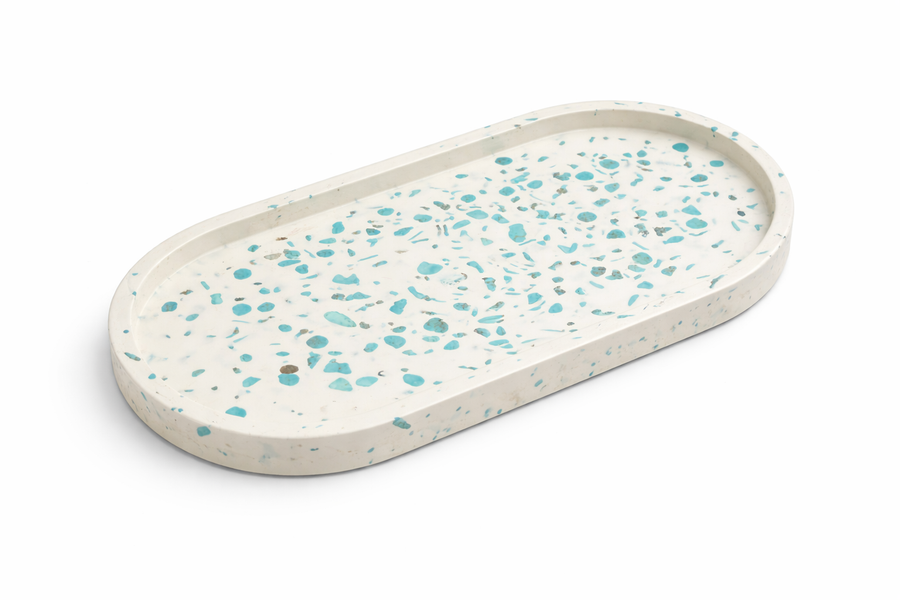 Ocean Stone Oval Tray - Turquoise Drift by ByCallimila