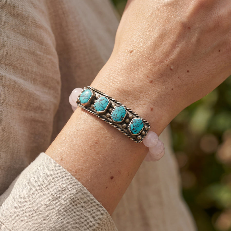 Sterling silver cuff with triple turquoise stones